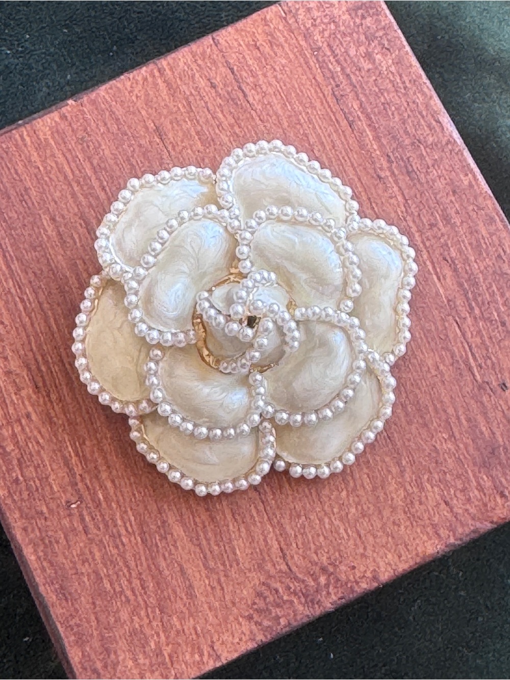 Cream Pearl-Trim Flower Brooch - Women's Jewelry